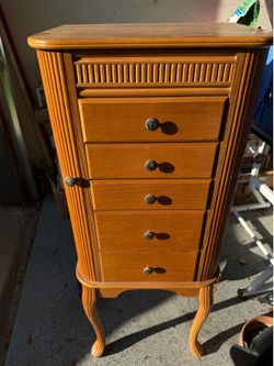 Standing Jewelry Armoire with Mirror & Storage