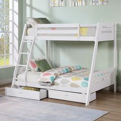 White Twin/Full Bunk Bed w/ Mattresses Included 🔥SALE🔥