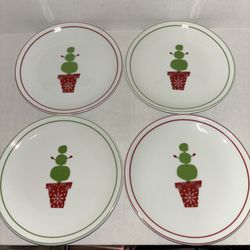 Holiday Plates From Starbucks 2006 In Box Set Of 4 Topiary Christmas Plates Vintage