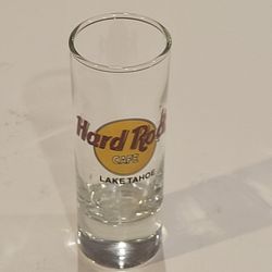 Hard Rock Cafe Lake Tahoe Shot Glass Black letters. Perfect shape, 
display item.
Please see my newly added collection of Hard Rock Cafe shot glasses.