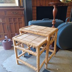 Vintage Wicker Nesting Tables
