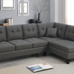 2-PC Grey Fabric Sectional OfferUp Special  
