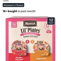 Merrick Lil' Plates Grain Free Dinner Duos
Soft Natural Wet Small Dog Food Variety
Pack, Beef and Chicken - 12-- 2.6 lb.
Tubs
