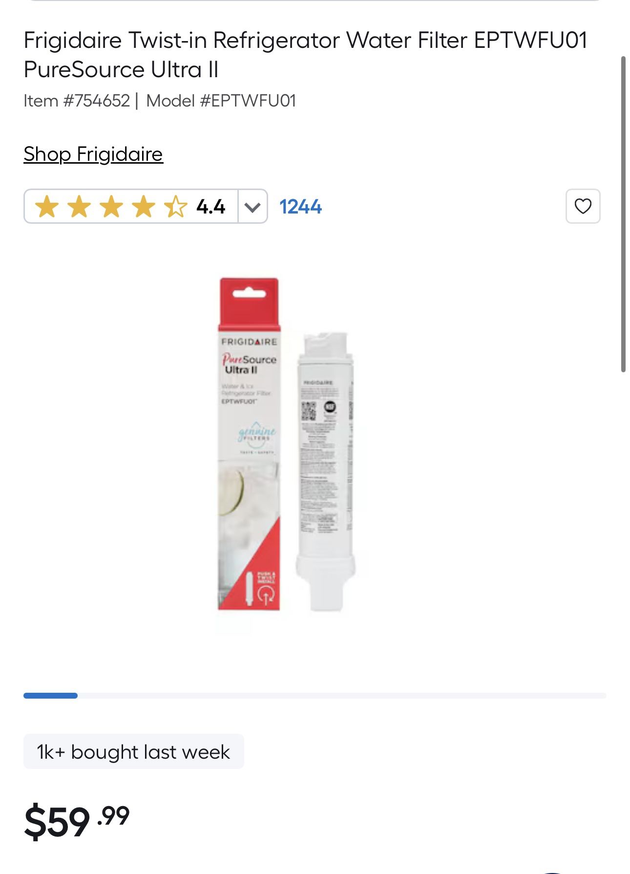 Twist-in Refrigerator Water Filter