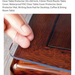 Clear Table Protector 24 x 60 Inch, 1.5mm Thick Plastic Table Cover, Waterproof PVC Clear Table Cover Protector, Desk Protector Mat, Writing Desk Pad 