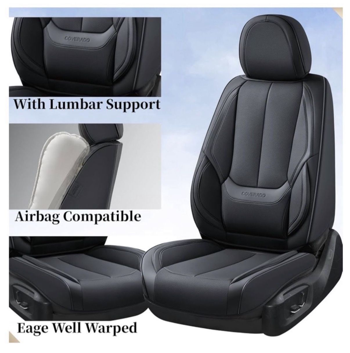 Luxury Black Leather Fits Most - Full Car Seat Covers