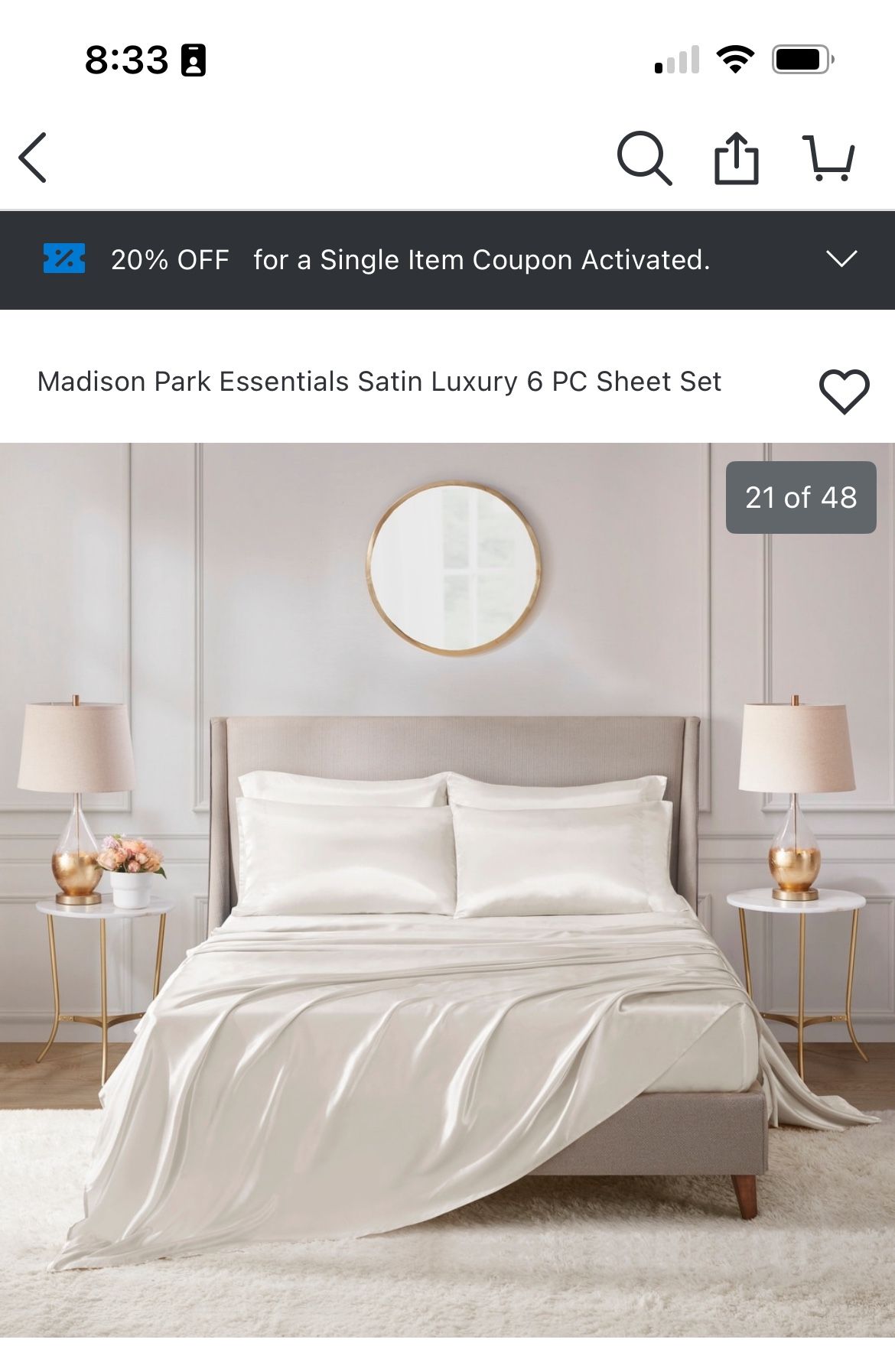 Satin Luxury 6 Piece Set - Ivory Color 