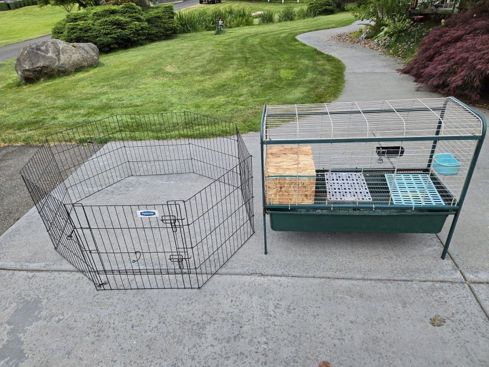 Deluxe Rabbit Cage and Stand, 18.5x42, 33.5" tall, and small pet play pen