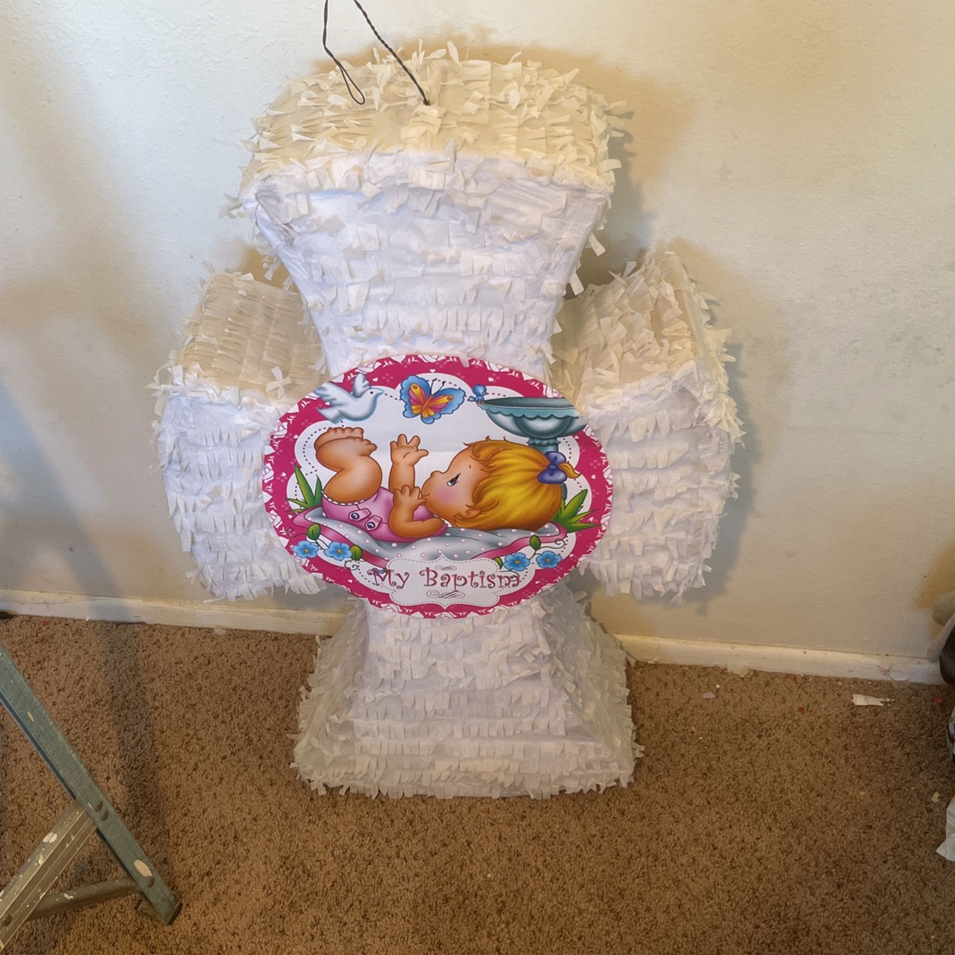 white cross Piñata My baptism (girl pink)
