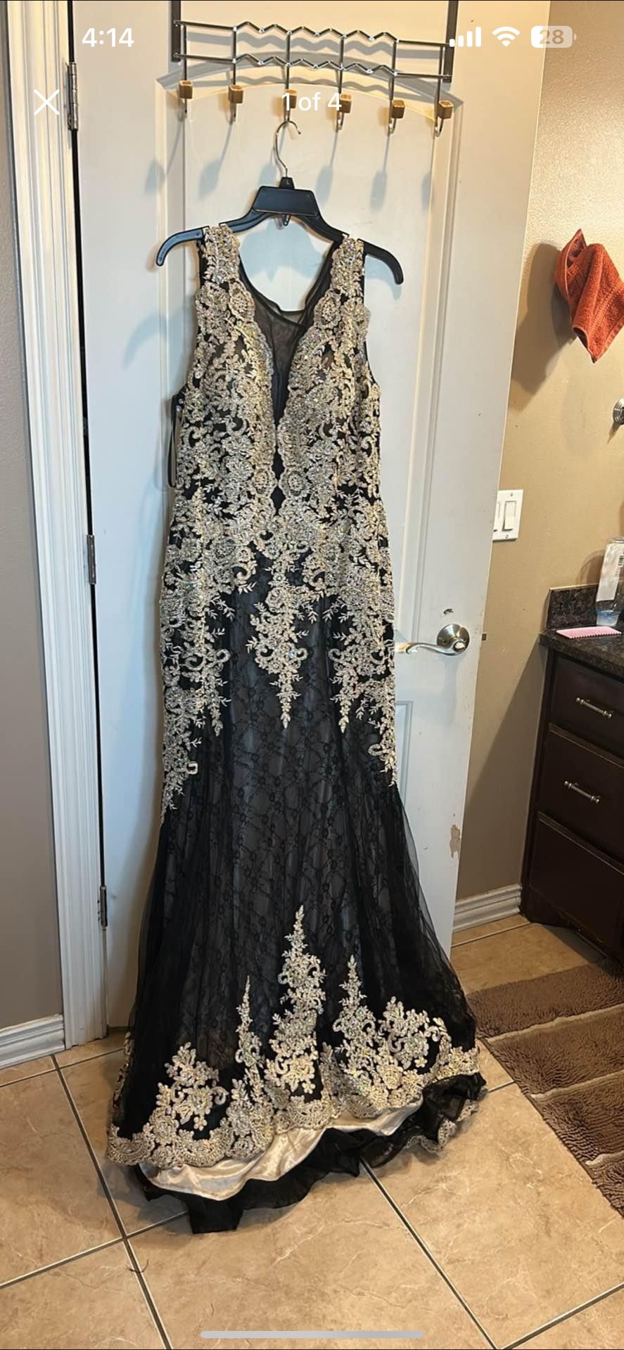 Black And Gold Formal Long Dress