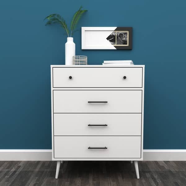 Modern White 4 Drawer Dresser