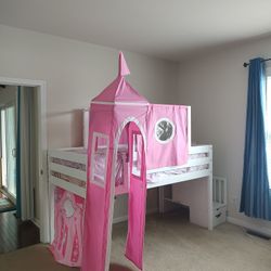 Princess Low Loft Stairway Bed With Slide