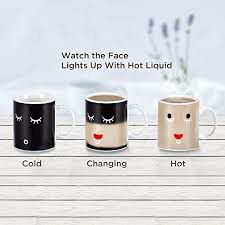 Smiley face heat changing drinking coffee cup