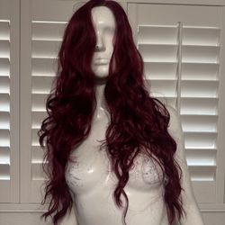 New long wavy red wig hair cosplay festival drag 