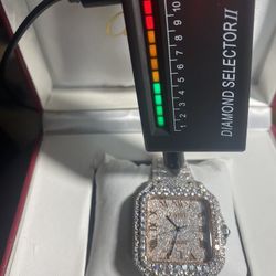 Moissanite Cartier Vvs  men’s Simulated Diamond Watch With Stainless Steel Case