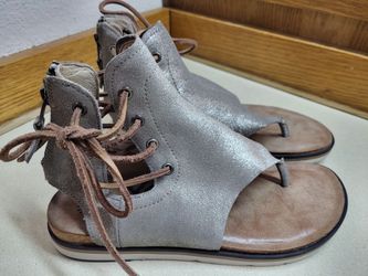 Silver Metallic Gladiator Lace-Up Sandals
