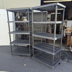 5 Tier Plastic Shelf Unit Black Good Condition $30 each 