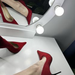 Absolutely Fabulous Red Pump With Metal Heels 