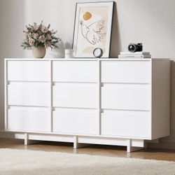 9 Drawer Dresser, Wooden Storage Chest Of Drawers,White