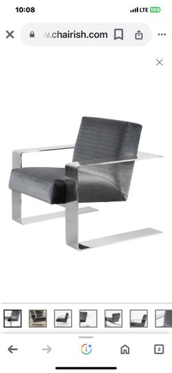Bloomingdale’s Bernhardt Connor Chair Gray Velvet & Chrome