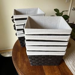 (10) Dark Brown Woven baskets w/ Cloth Inserts