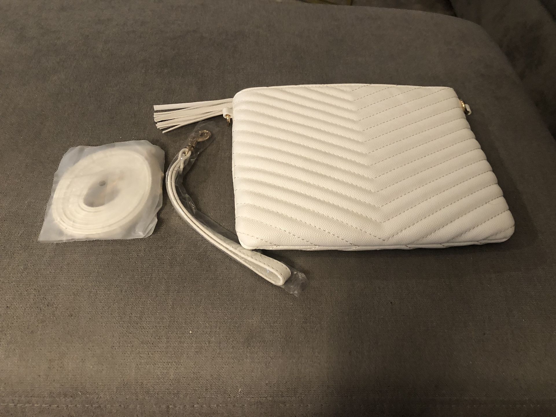 Chevron Embroidered Vegan Leather Clutch