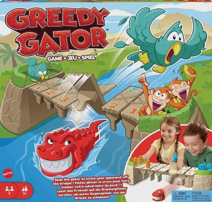 New In Box - Greedy Gator 2-Player Kids Game for Game Nights & Parties By Mattel
