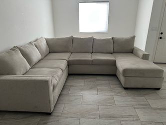 Beige fabric sectional