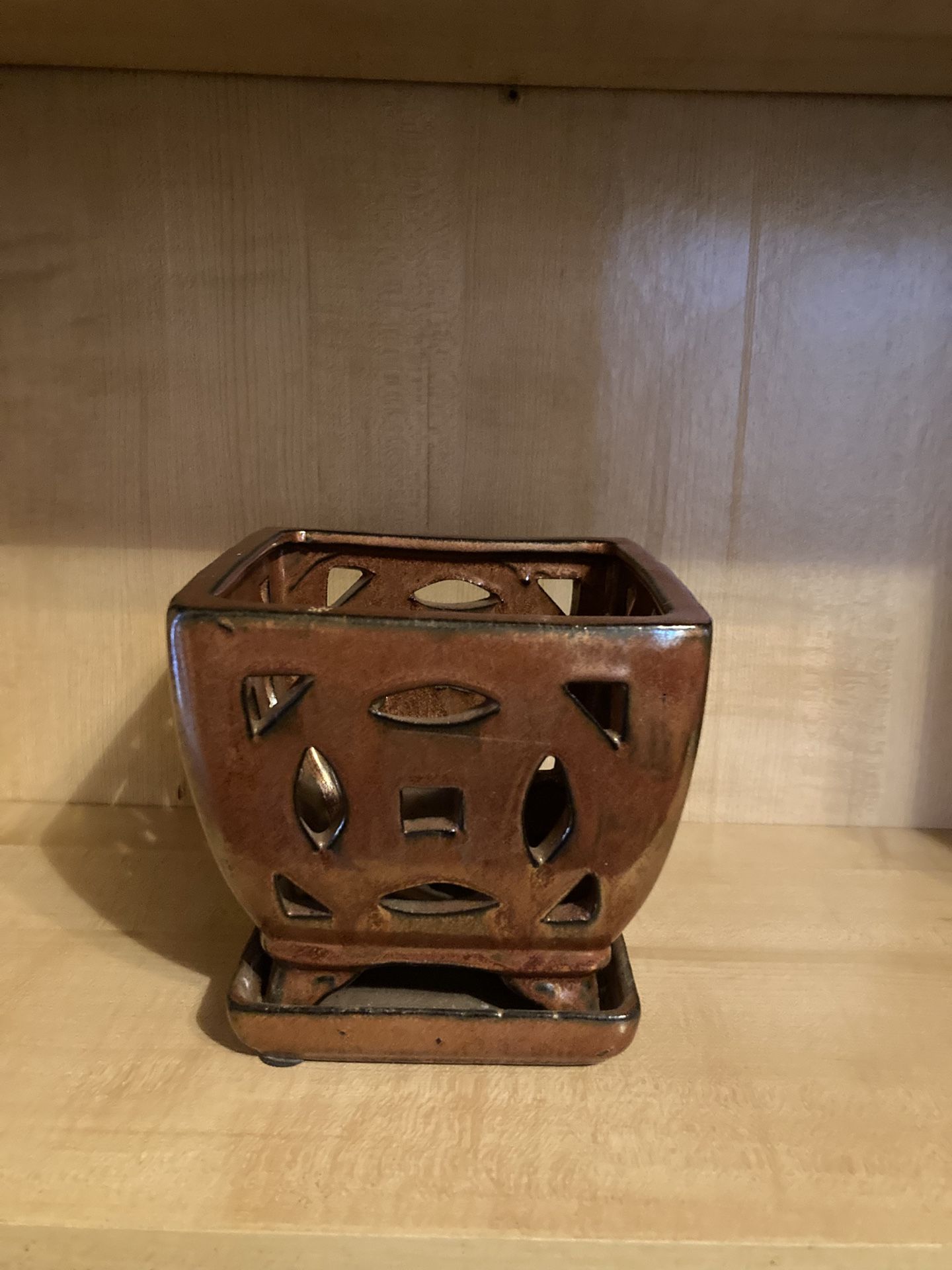 Ceramic Orchid Pot With Matching Saucer 