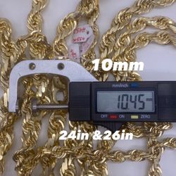 14K 10mm-18mm diamond cut rope chain brand new in stock