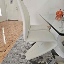 ALL WHITE Dining CHAIRS - SILVER BASE