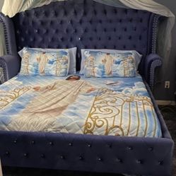 Free Delivery Blue Velvet Complete Bedroom Set Selling All Together only $2000 cash