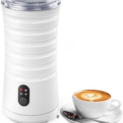 Milk Frother and Steamer, 4-in-1 Milk Frother for Coffee Electric Double Wall, Hot & Cold Foam Milk Heater with Strix Temperature Controls, Auto Shut-