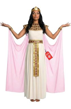 Morph Cleopatra Costume Women, Halloween Costumes for Women Pink Jewel-belted Dress, Jeweled Collar