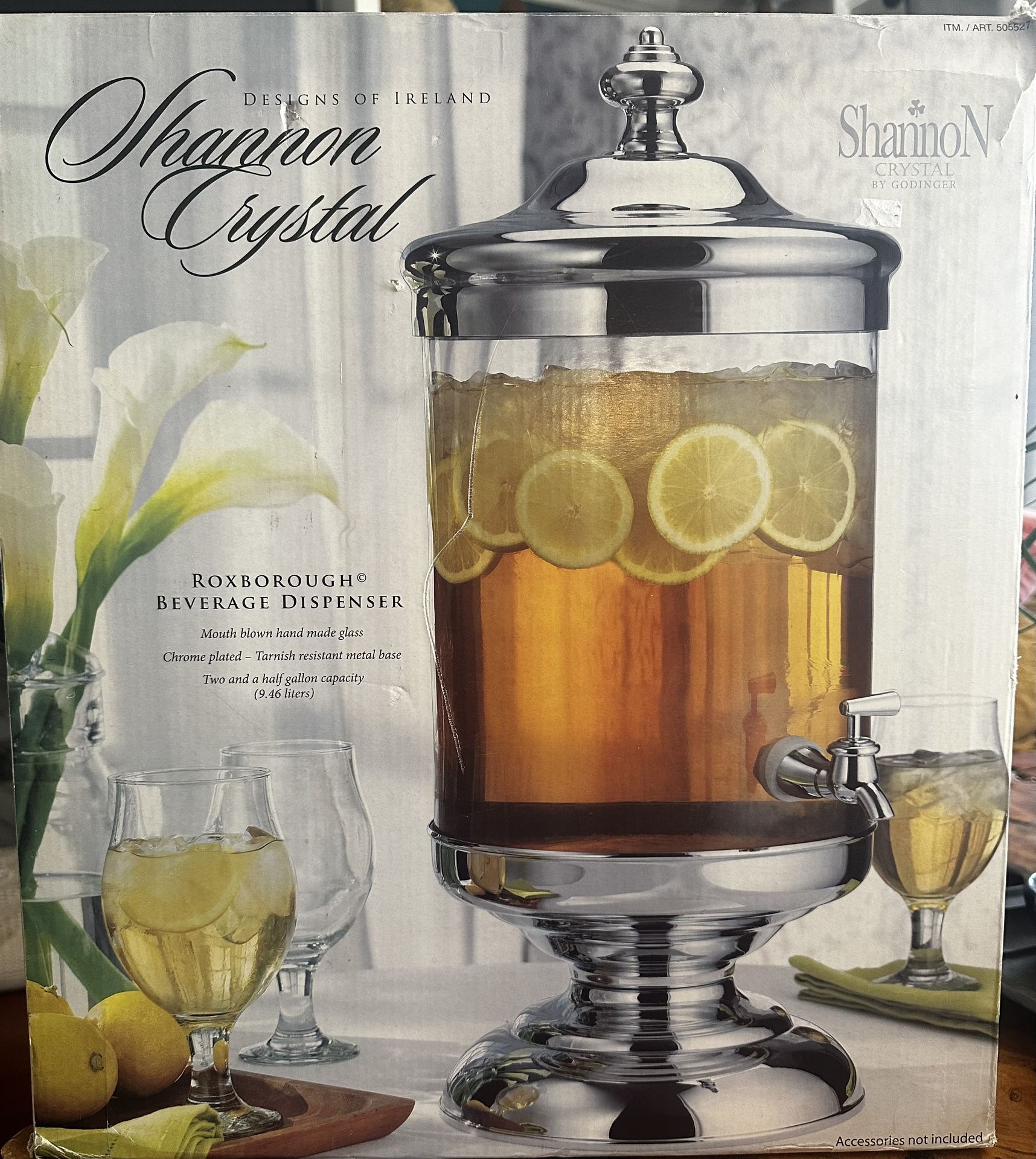 NEW - Shannon Crystal (Godinger) Roxborough Beverage / Drink Dispenser