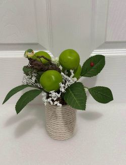 Handmade 9.5" Faux Green Apple & Berry Rope Planter Kitchen Decor