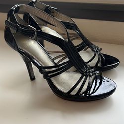 Black patent heels