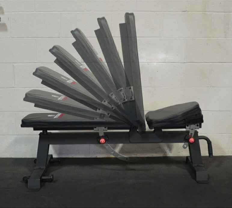 Adjustable weight bench + Olympic barbell+technique barbell