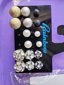 Rainbow Stud Earrings Set of 9 Pairs