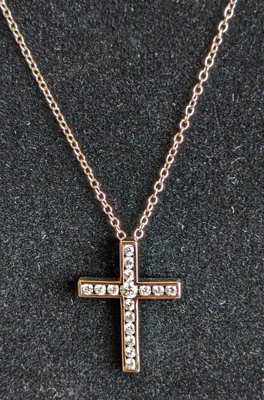 New 14k Yellow Gold Lab Grown Diamond Cross O.44k IGI And GIA CERTIFIED And Appraised 
