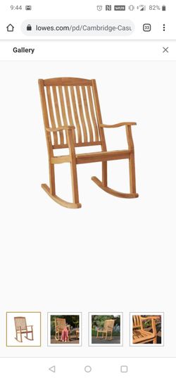 Cambridge Casual Heaton Natural Teak Wood Rocking Chair with Slat Seat