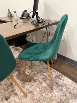 Set of 4 Emerald Green Velvet Dining Chairs – Excellent Condition