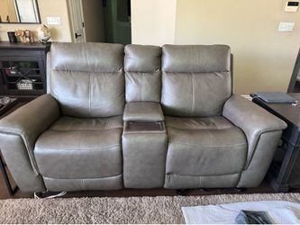 Dylan Dark Taupe Leather Love Seat