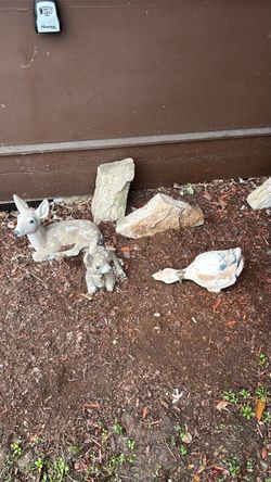 Lawn ornaments duck and deer