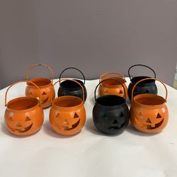 mini metal pumpkin tea light candle holders