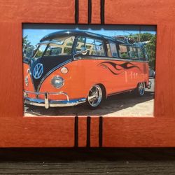 VINTAGE VW CALIFORNIA SLAM BUS CUSTOM FRAMED 7x9 PRINT