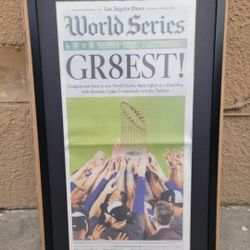 2024 Dodgers  Framed Championship Newspaper Copy