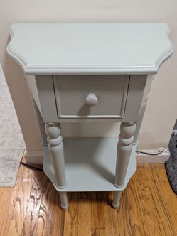 Charming, blue accent side table with drawer