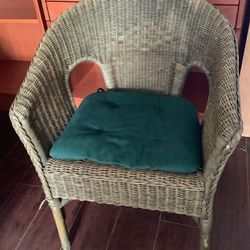 Designer Modern Natural Green Antique Rattan Woven Chair