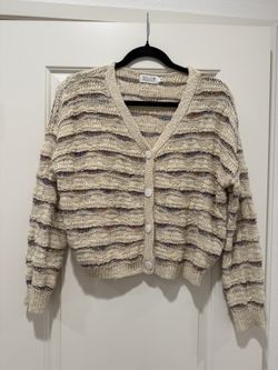MOLLY BRACKEN WOMEN'S STRIPED BUTTON DOWN CARDIGAN